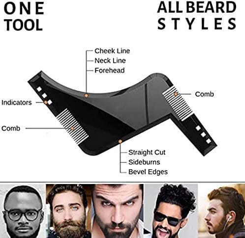 Beard Shaping Template, Men's Beard Styling Comb, Beard Trim Comb Shaper Template For Shaving Beard Straightener, Beard Shaping and Styling Template Comb, Hair Beard Trimmer Stencil, Men Beard Salon Brush Tools Barber Accessories