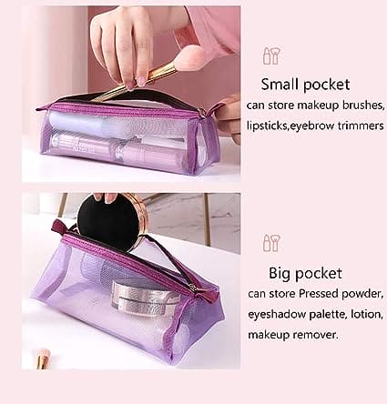 4 In 1 Foldable Mesh Bag, Separable Toiletry Storage Bag Organizer, Multifunctional Women Cosmetic Bag, Travel Organizer Foldable Hanging Nylon Wash Storage Bag, Portable Makeup Bag Toiletry Pouch, Portable Detachable Wash Pouch