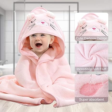 Baby Bathrobe Flannel Cloak, Cartoon Soft Hooded Spa Robe Bath Towel, Newborn Cover Up Hoodie Blanket, Little Angel Warm Sleeping Swaddle Wrap, Ultra Absorbent Toddler Bath Shower Towel