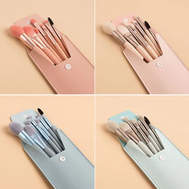 Set Of 8 Professional Makeup Brushes, Mini Travel Portable Soft Makeup Brushes,  Soft Fluffy Makeup Brush Set, Foundation Blush Powder Eyeshadow Concealer Tools with Bag