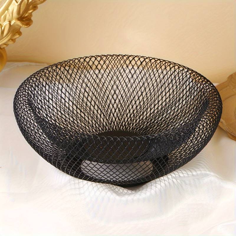 Dual Mesh Fruit Basket, Metal Countertop Fruit Holder, Nordic Round Storage Table Basket, Decorative Bowl for Fruit, Vegetables, Appetizer Holder, Double Layer Creative Snack Bowl