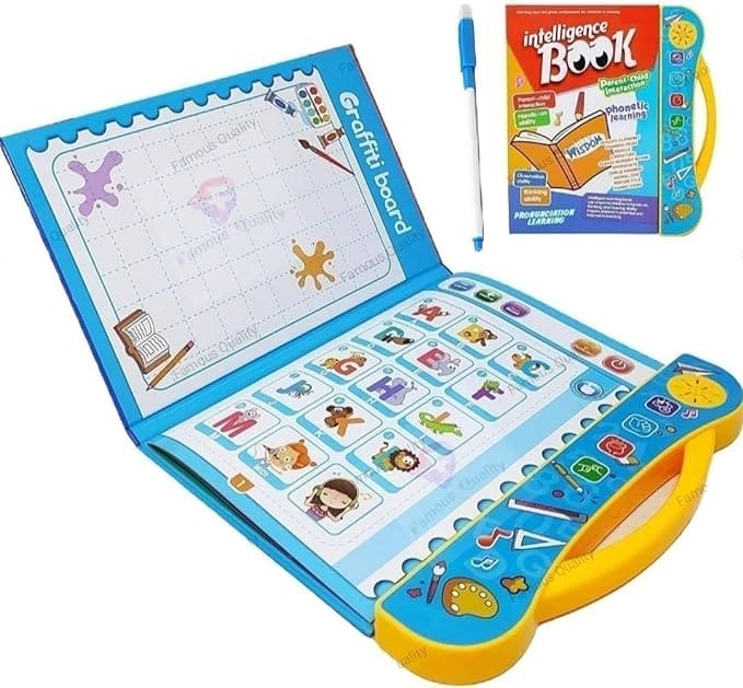 Kids Intelligence Book, English Learning Computer Machine, Kids Study Voice Electronic Book, Smart Baby Language E Book, Kids Intelligence Book Sound Book for Children, English Letters & Words Learning Book, Fun Educational Toys