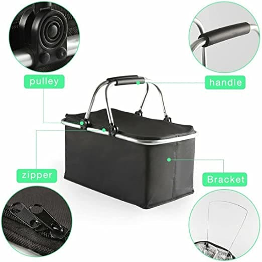 Foldable Picnic Basket, Outdoor Picnic Bag, Portable Insulated Picnic Basket, Large Capacity Camping Insulated Lunch Bag, Garden Yard Picnic Basket and Backpack, Home Storage Basket,  Hamper Insulated Picnic Basket, Folding Portable Market Basket