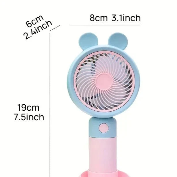 Cute Bear Ear Fan With Stand, Rechargeable Mini Small Fan, Portable Pocket Desktop Fan, Electric Handheld Fan, Small Desk Personal Fan, Mini Pocket Cooling Fan,