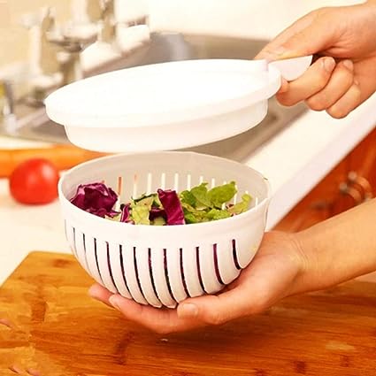 Salad Cutter Bowl, Snap Salad Cutter Bowl, Multifunctional Fast Strainer Salad Cutter Bowl, Household Fruit Salad Bowl, Button Style Salad Cutting Bowl, Strainer Fresh Salad Slicer Bowl, Magical Salad Maker