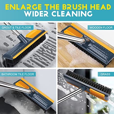 Comb Cleaning Wiper, Adjustable Floor Cleaning Brush, Bathroom Wiper Kitchen Tile Cleaning Tools, 2 in 1 Floor Scrubber Cleaning Grout Brush With Comb, Grout Scrubbing Brush Long Handle Tile Cleaning Brush, Bathroom Kitchen Tile Crack Cleaning Brush