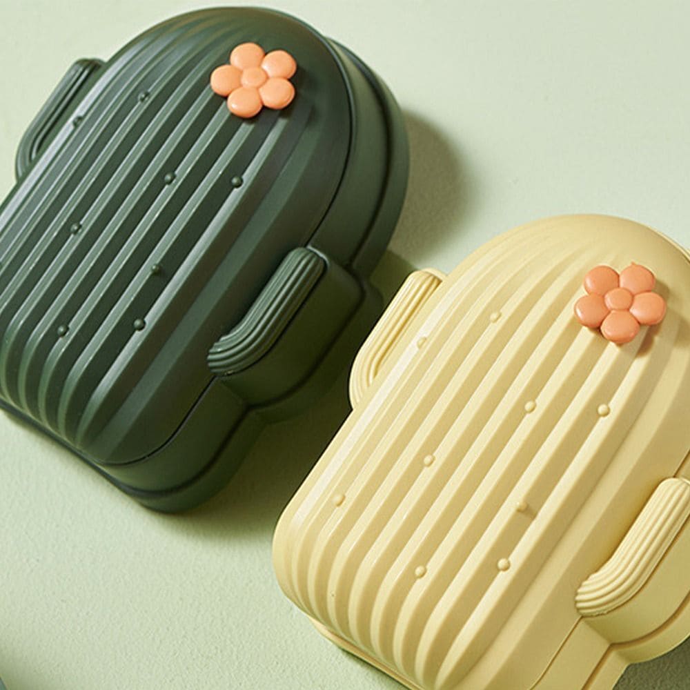 Cactus Soap Dish With Lid, Double Layer Draining Soap Box, Mushy Travel Soap Container, Fashionable Soaps For Bathroom And Kitchen