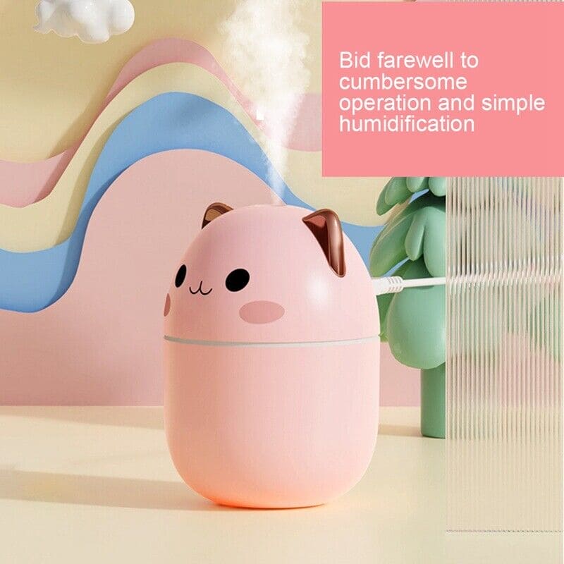 Cute Catty Humidifier, Portable 200ml Air Humidifier, Aroma Diffuser With Night Light Cool Mist For Bedroom Home Car, Cute Cat Cool Mist Humidifier with Night Light, USB Charging Portable Humidifier, Quiet Air Freshener