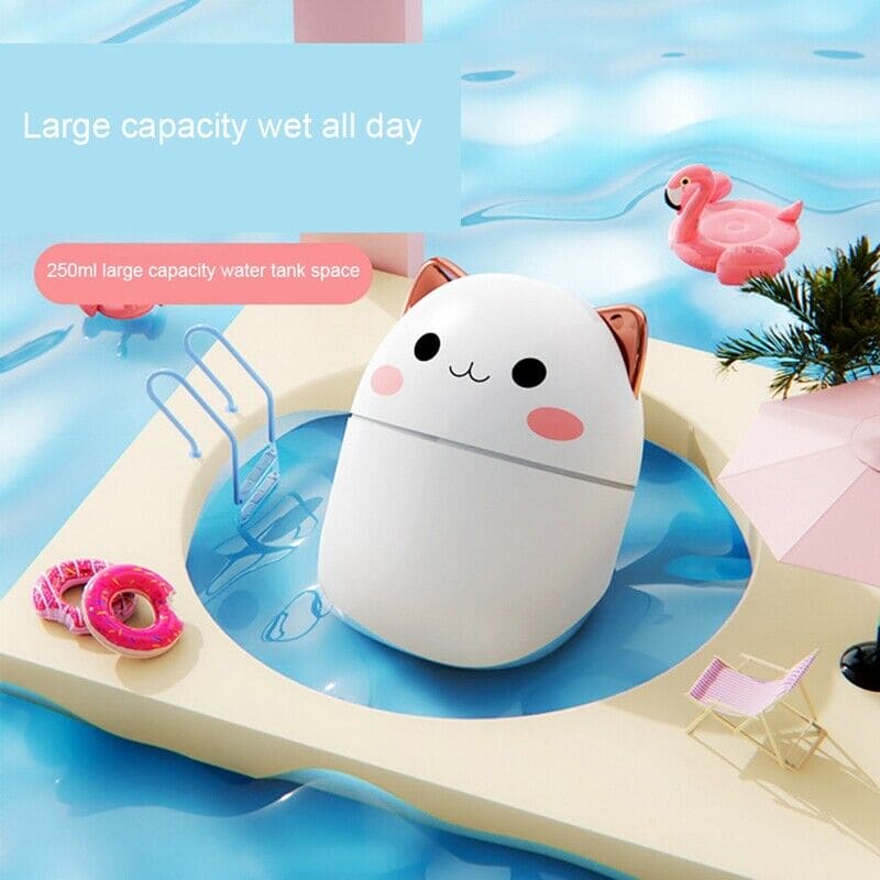 Cute Catty Humidifier, Portable 200ml Air Humidifier, Aroma Diffuser With Night Light Cool Mist For Bedroom Home Car, Cute Cat Cool Mist Humidifier with Night Light, USB Charging Portable Humidifier, Quiet Air Freshener