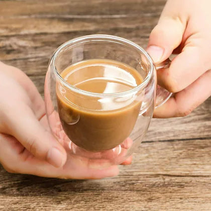 Heat Resistant Tea Cup, Double Wall Glass Cup With Handle, Portable Transparent Beverage Mug, Chai Glass Cup, Insulated Coffee Mug, Coffee Glass