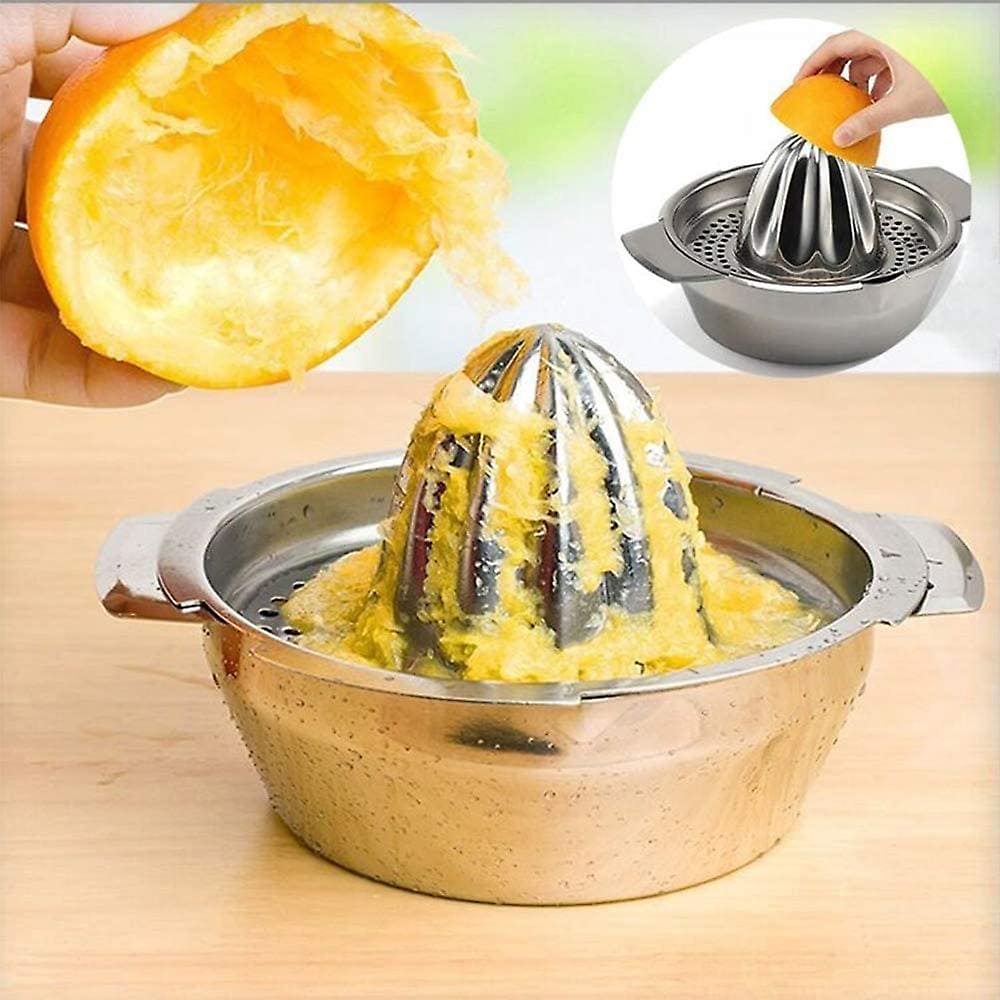 Manual Hand Press Squeezer With Bowl, Stainless Steel Fruit Squeezer, Household Pressed Juice Maker, Lime & Orange Squeezer with Built-In Bowl & Strainer