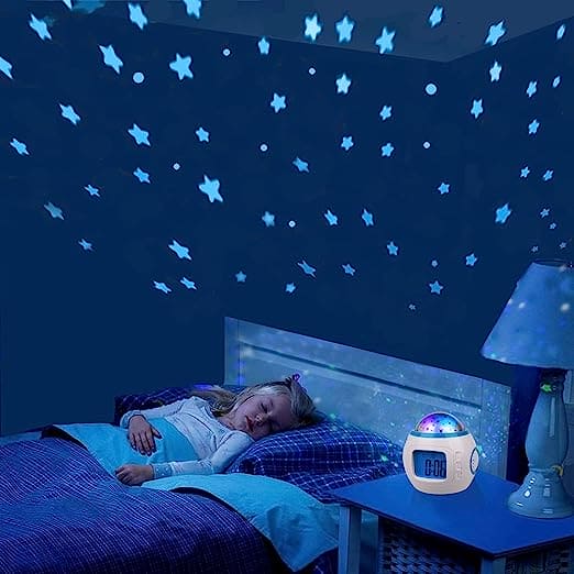 Projector Alarm Clock, Music Alarm Clock, Starry Star Sky Projection Digital Clock, Children Room Projector Lamp Night Light Project, Ceiling Projection Alarm Clock Music Lamp, Bedroom Night Light Digital Alarm Clocks LED Projector