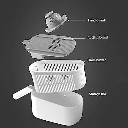Artifact Vegetable Cutting Shredder, Household Multifunction Slicer Grater, Double Draining Hand Guard Design Fruit Peeler, Professional Grater With Adjustable Blades, Manual Vegetable Cutter, Kitchen Salad Food Chopper With Container And Drain Basket