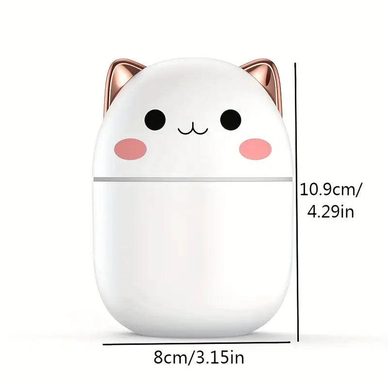 Cute Catty Humidifier, Portable 200ml Air Humidifier, Aroma Diffuser With Night Light Cool Mist For Bedroom Home Car, Cute Cat Cool Mist Humidifier with Night Light, USB Charging Portable Humidifier, Quiet Air Freshener