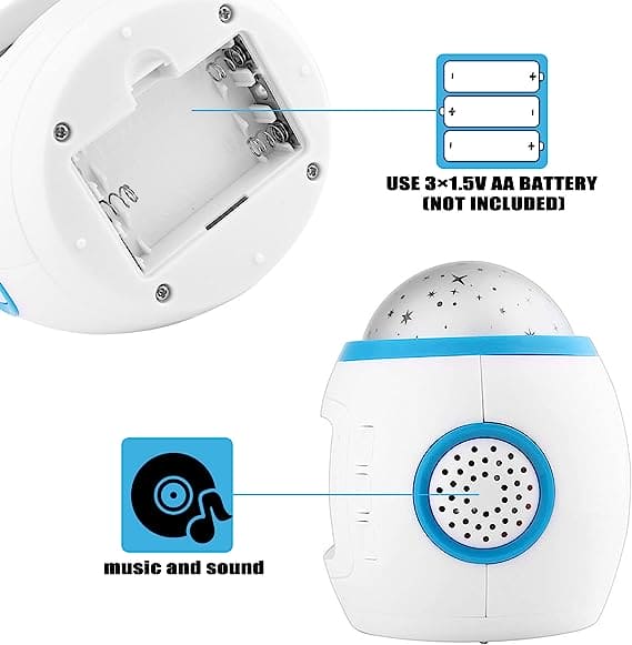 Projector Alarm Clock, Music Alarm Clock, Starry Star Sky Projection Digital Clock, Children Room Projector Lamp Night Light Project, Ceiling Projection Alarm Clock Music Lamp, Bedroom Night Light Digital Alarm Clocks LED Projector