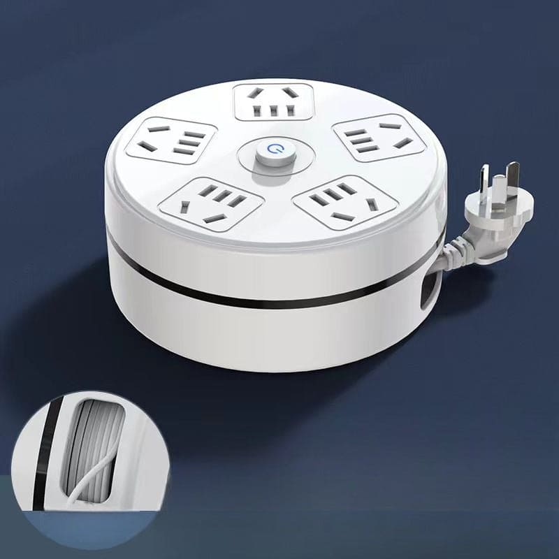 Multi Hole Plug Board, Retractable Extension Cord, 5 Outlet Flat Plug Board, Household socket With Wire Plug Row, Multifunctional USB Plug Board