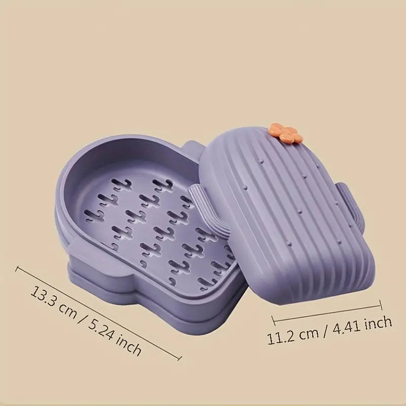 Cactus Soap Dish With Lid, Double Layer Draining Soap Box, Mushy Travel Soap Container, Fashionable Soaps For Bathroom And Kitchen