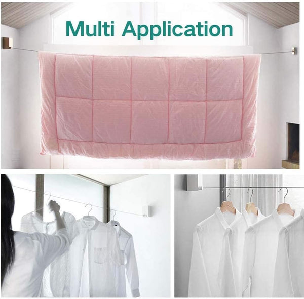 Telescopic Clothesline, Retractable Clothes Hanger Rope, Wall Mounted ...