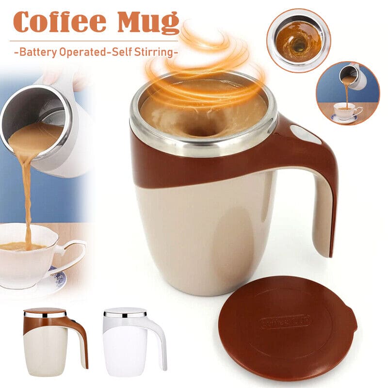 Self Stirring Coffee Mug,  Automatic Magnetic Stirring Coffee Cup, 380mL Auto Mixing Mug with Lid, Rechargeable Magnetic Coffee Mug, Electric Smart Mixer Coffee Cup, Stainless Steel Self Mixing Coffee Cup, Portable Stirring Cup