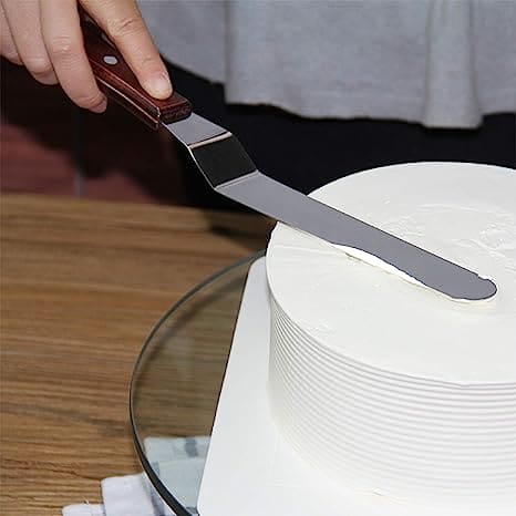 Stainless Steel Cake Icing Spatula, Professional Stainless Steel Cake Icing Spatula, Butter Cream Icing Frosting Knife, Steel Palette Knife Scraper With Wooden Handle, Offset Frosting Angled Icing Spatula, Kitchen Cake Decoration Tools