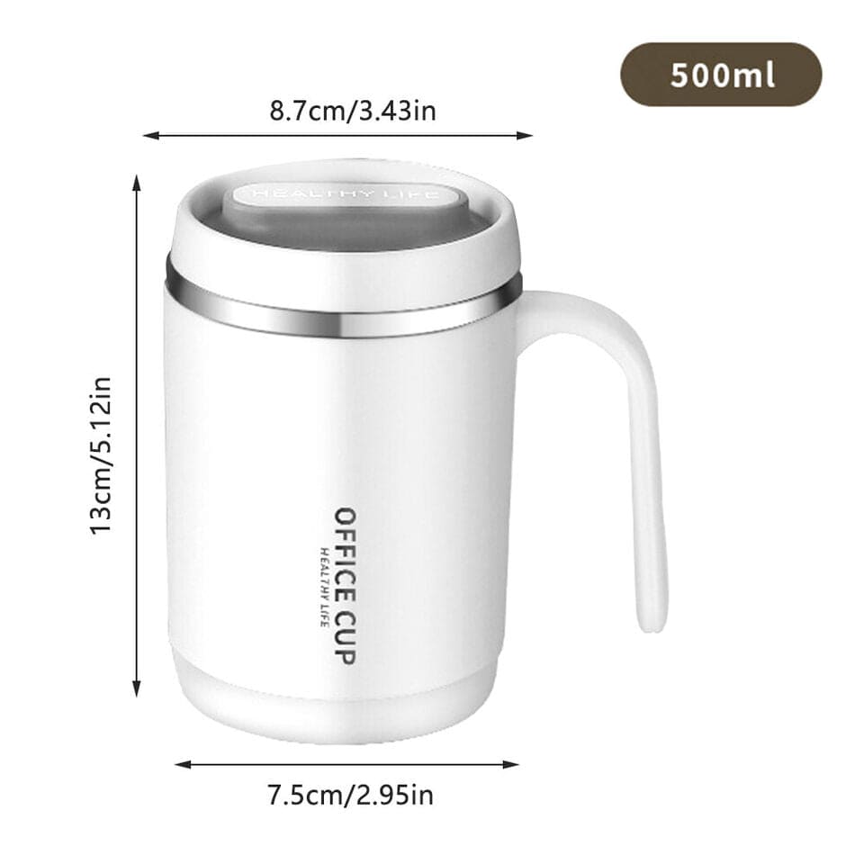 500ml Travel Carry Mug With Handle, Stainless Steel Thermos with Cup Lid, Household Office Insulated Mug, Double Anti-scald Thermal Mug, Large Capacity Beverage Cup, Home Office Coffee Mug, Coffee Milk Juice Mug with Straws &Lids Kitchen Drinkware