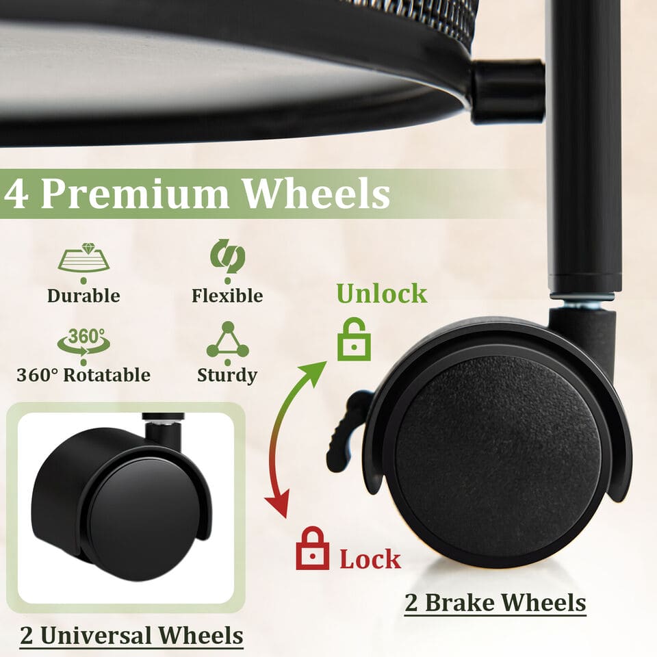 3 Layer Folding Storage Cart, Flexible Food Trolley, Home Snack Vegetables Storage Rack with Wheels, Multifunctional 3 Tier Storage Cart