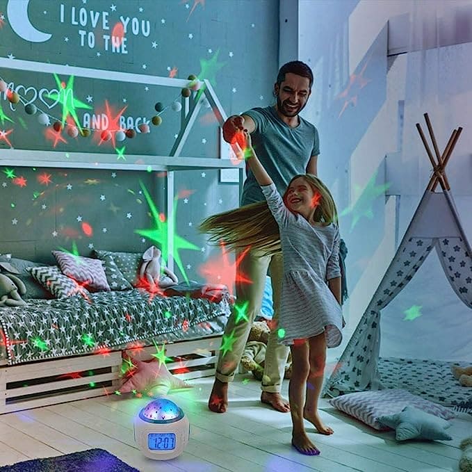 Projector Alarm Clock, Music Alarm Clock, Starry Star Sky Projection Digital Clock, Children Room Projector Lamp Night Light Project, Ceiling Projection Alarm Clock Music Lamp, Bedroom Night Light Digital Alarm Clocks LED Projector