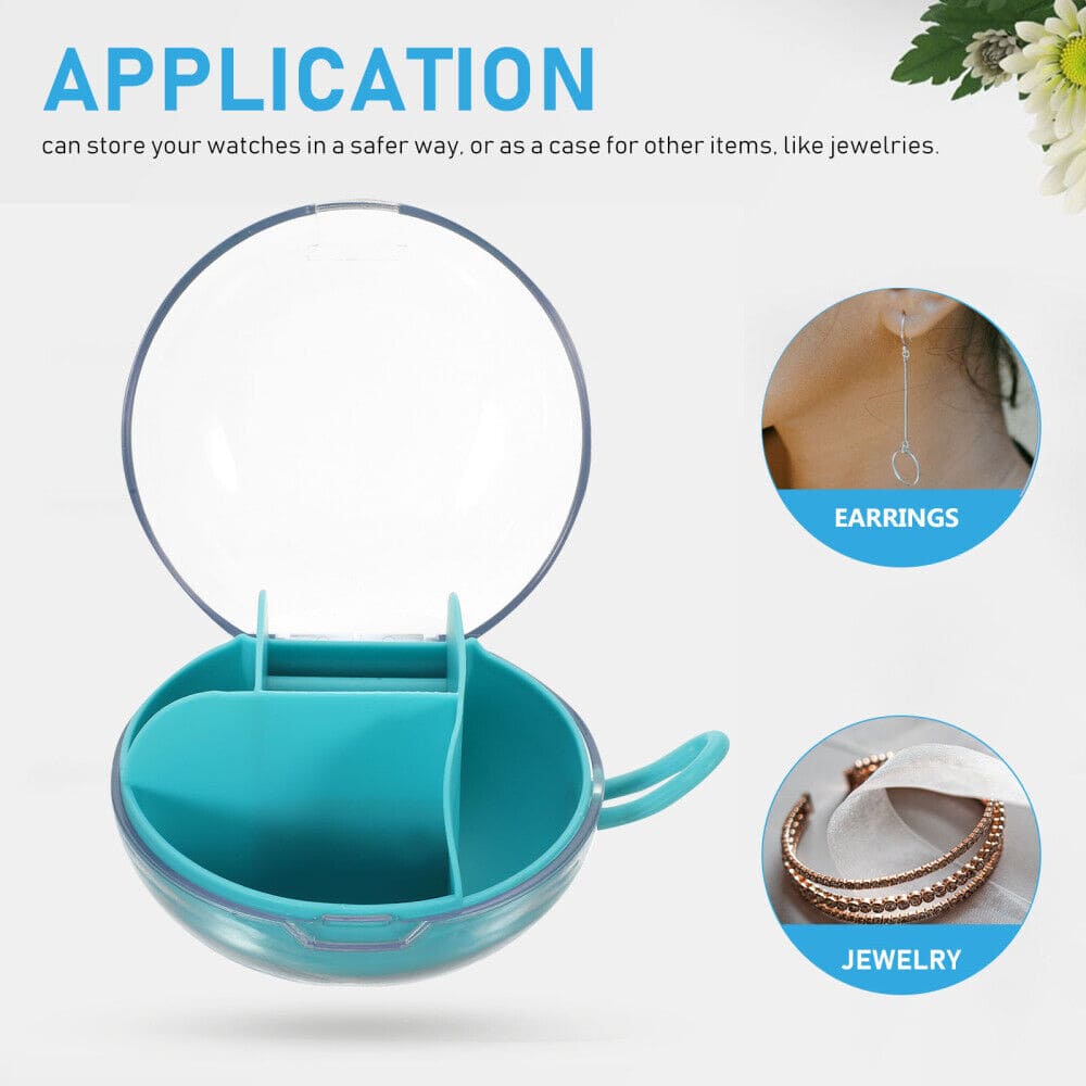 Circular Jewellery Box, Mini Round Shape Jewelry Organizer, Necklace Earrings Rings Holder, Transparent Round Travel Jewelry Box, Multi Grid Storage Case for Earrings Rings