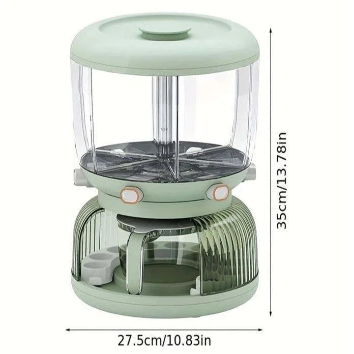Cereal Divider Bucket, Multipurpose Rotating Kitchen Storage Box, 6 Grid 360° Rotating Grain Rice Dispenser,  Sealed Cereal Dispenser Rice Tank, Dry Food Rotating 6 Storage Container With Egg Groove Shelf, Multi Grid Food Storage Container For Kitchen