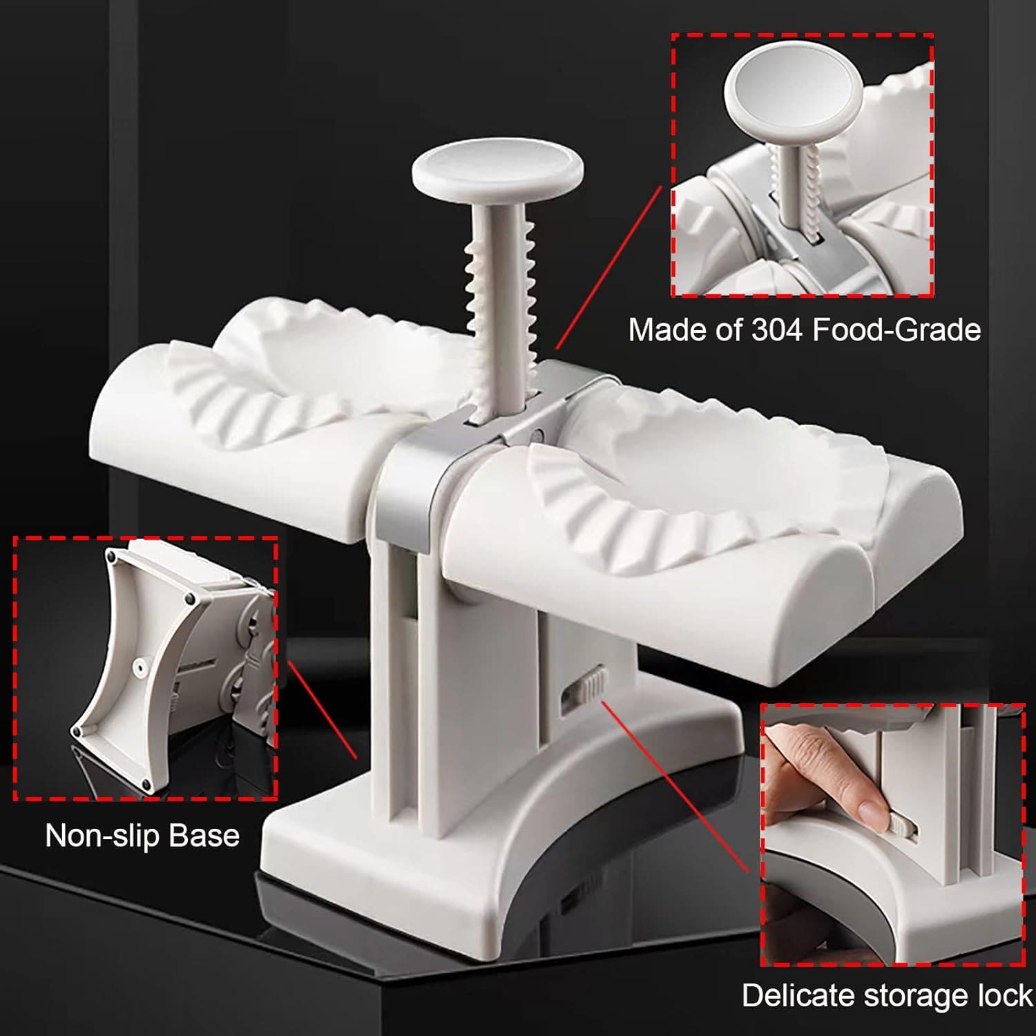 Double Head Dumpling Maker, Press Dumpling Mold, Automatic Dumpling Maker Mold, Two at Once Dumpling Wrap, Creative Momo Maker Machine, Stainless Steel Multifunction Dumpling Maker, Kitchen Dough Maker Gadget