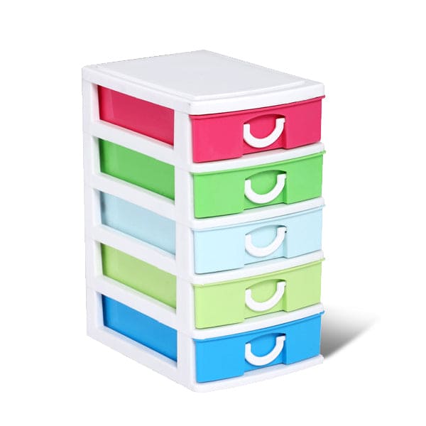 Colorful Mini Drawer Organizer, Multi Colored Drawer Storage Tower, Six Layer Flat Top Drawer Organizer