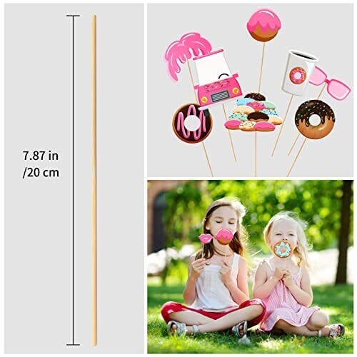 22 Pcs Donut Birthday Props, Donut Photo Booth Props, DIY Donut Birthday Party Selfie Props, Theme Birthday Party Celebration and Decoration