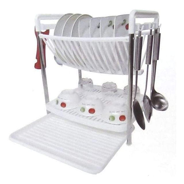 Solid Multifunctional Dish Rack, Utensils Dishes Drying Drainer, Two Level Kitchen Rack, Dish Drying Rack, Dishes Cutlery Dry Rack, Kitchen Bowl Plate Tableware Rack, Dinnerware Organizer Basket