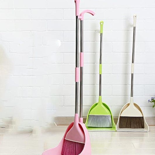Broom And Dustpan Set, Soft Bristle Broom and Dustpan, Large Long Broom for Indoor/Outdoor Sweeping, Durable Removable Broom and Dustpan Stand, Household Plastic Broom, Dustpan Set, Broom Sweeping Artifact Wiper, Home Room Office Lobby Floor Use Dust Pan