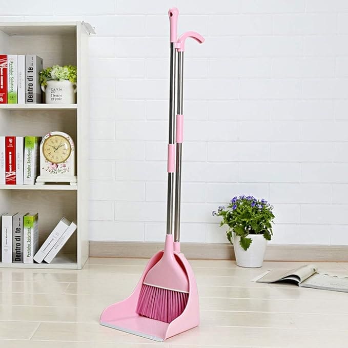 Broom And Dustpan Set, Soft Bristle Broom and Dustpan, Large Long Broom for Indoor/Outdoor Sweeping, Durable Removable Broom and Dustpan Stand, Household Plastic Broom, Dustpan Set, Broom Sweeping Artifact Wiper, Home Room Office Lobby Floor Use Dust Pan