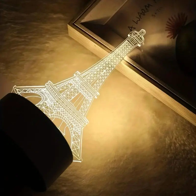 3D Eiffel Towel Lamp, Creative Table Bedside Lamp, Decorative Acrylic LED Night Light, 3D Tower Night Light, Optical Illusion Lamp For Bedroom, Nursery, Living Room, Ambient Light For Home