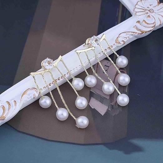 Zircon Pearl Tassels Earring, Elegant Imitation Pearl Dangle Earrings, Rhinestone Drop Dangle Earrings, Women Elegant Long Pearl Tassel Earrings, Butterfly Dangle Earrings For Women