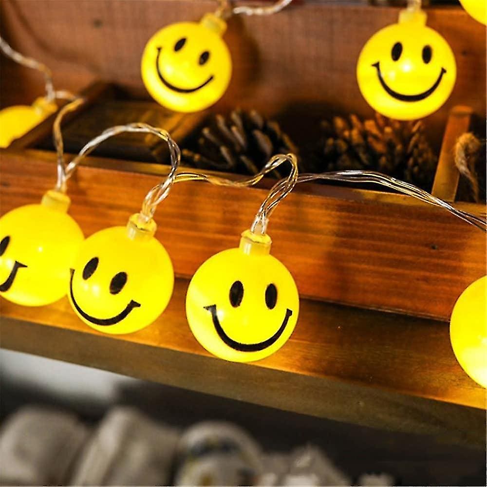 Set of 20 Emoji String Light, Smiley Face String Lights, Novelty String Light, Kids Decor Smiley Lights, Battery Operated Lighting Lamp, Garland Outdoor String Lights Home Decor Party Decoration String Lights, Emoji's Modeling String Lights