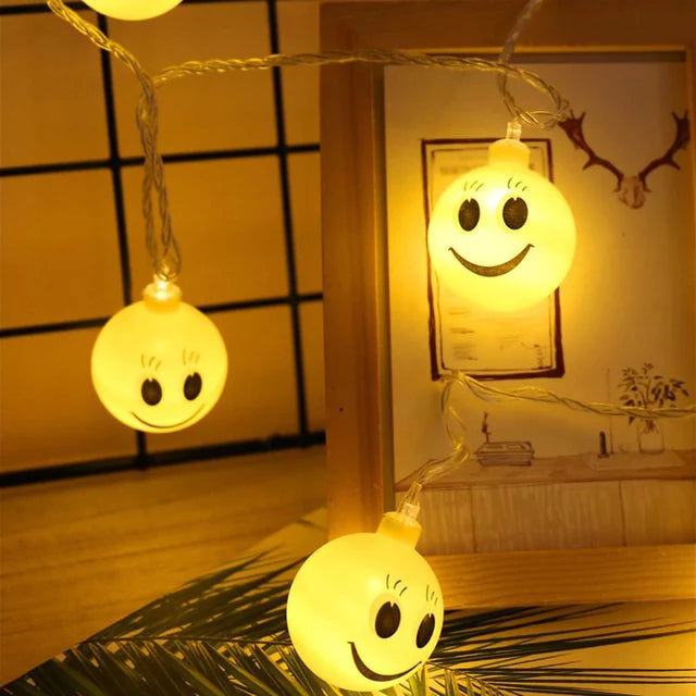 Set of 20 Emoji String Light, Smiley Face String Lights, Novelty String Light, Kids Decor Smiley Lights, Battery Operated Lighting Lamp, Garland Outdoor String Lights Home Decor Party Decoration String Lights, Emoji's Modeling String Lights