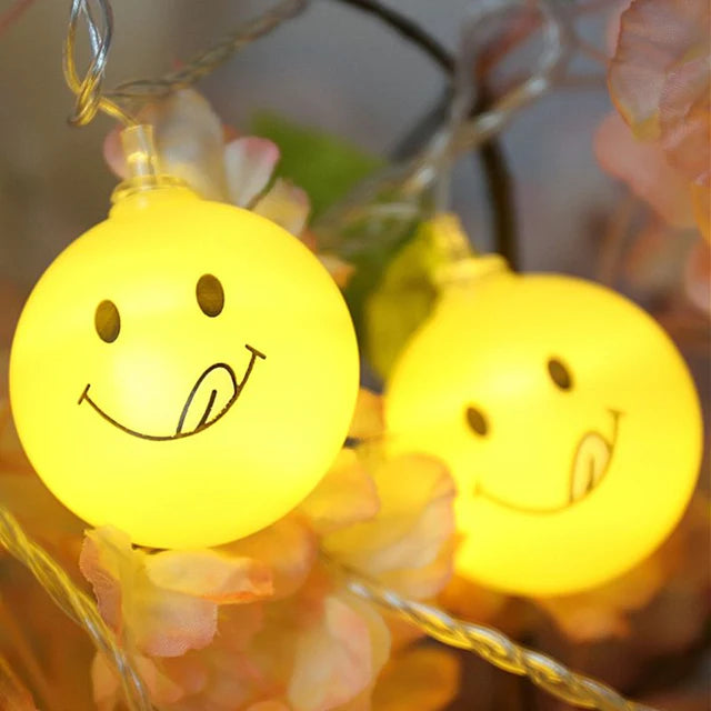 Set of 20 Emoji String Light, Smiley Face String Lights, Novelty String Light, Kids Decor Smiley Lights, Battery Operated Lighting Lamp, Garland Outdoor String Lights Home Decor Party Decoration String Lights, Emoji's Modeling String Lights