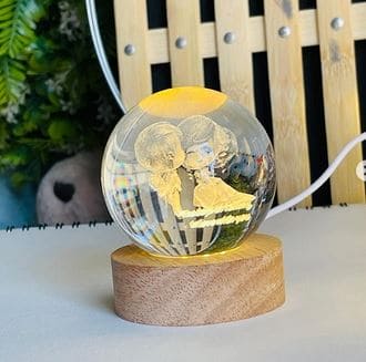 3D Crystal Ball Light, Glowing Planet Crystal Ball Lamp, Warm Bedside Light, Luminous Decor Atmosphere Light, Wood Base Fantasy Decor Crystal Ball, Universe Series Crystal Ball, LED Base Astronomy Night Light for Home Decor