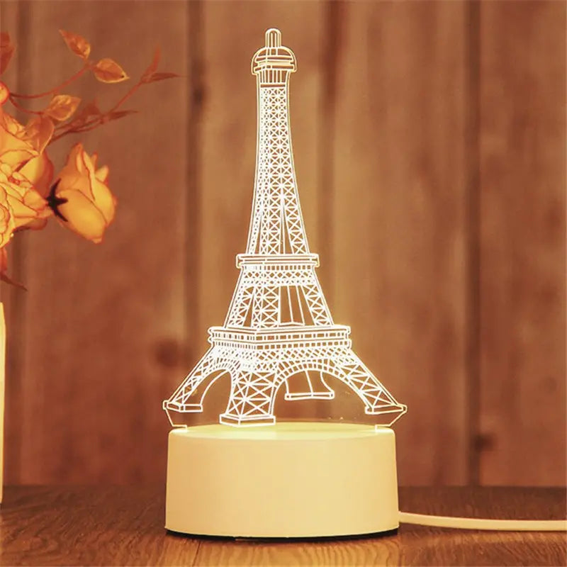 3D Eiffel Towel Lamp, Creative Table Bedside Lamp, Decorative Acrylic LED Night Light, 3D Tower Night Light, Optical Illusion Lamp For Bedroom, Nursery, Living Room, Ambient Light For Home