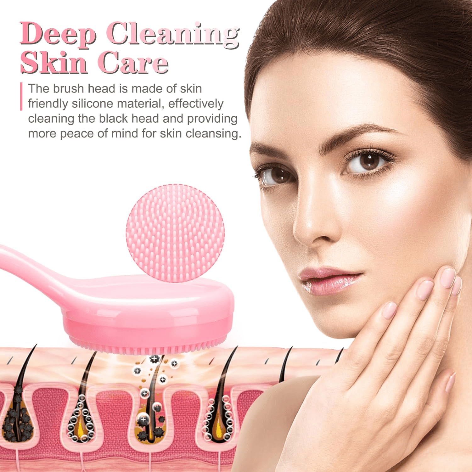 Silicon Facial Cleansing Brush, Soft Face Massage Wash Brush, Exfoliater Face Wash Scrub Cleanser