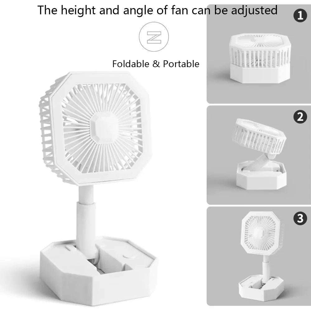 Diagonal Foldable Fan, Multipurpose Mini Table Fan, Personal Cooling Fan with Night Light, 2 In 1 Summer Silent Cool Fan, Usb Rechargeable Portable Fan With Led Night