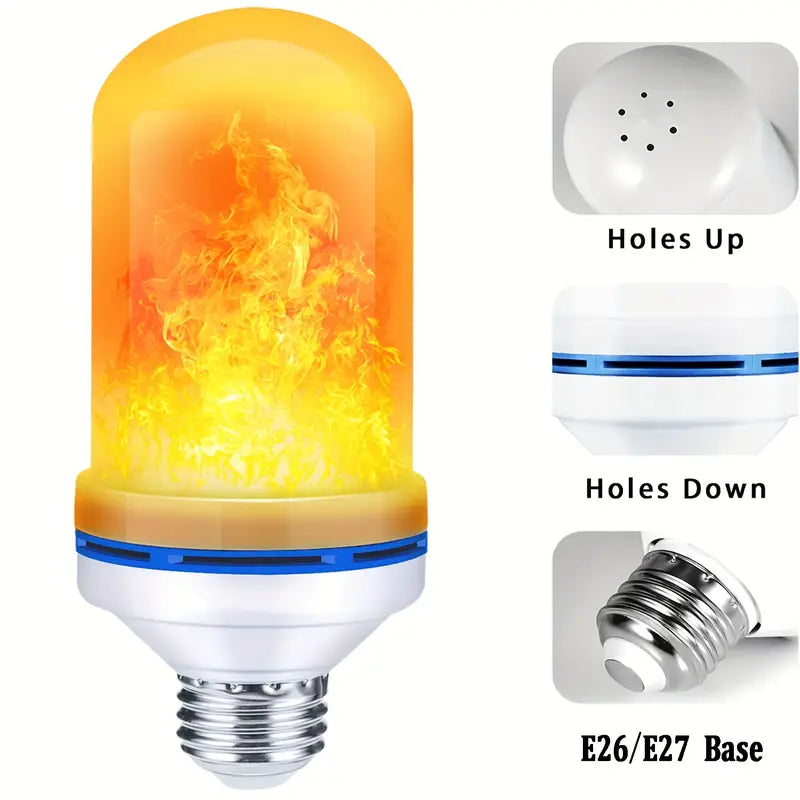 LED Flame Bulb, Yellow Flickering Lamp With Upside Down Effect, LED Dynamic Flame Effect Light, Indoor and Outdoor Home Decoration Flame Blub, Summer Flame LED Flame Light Bulb