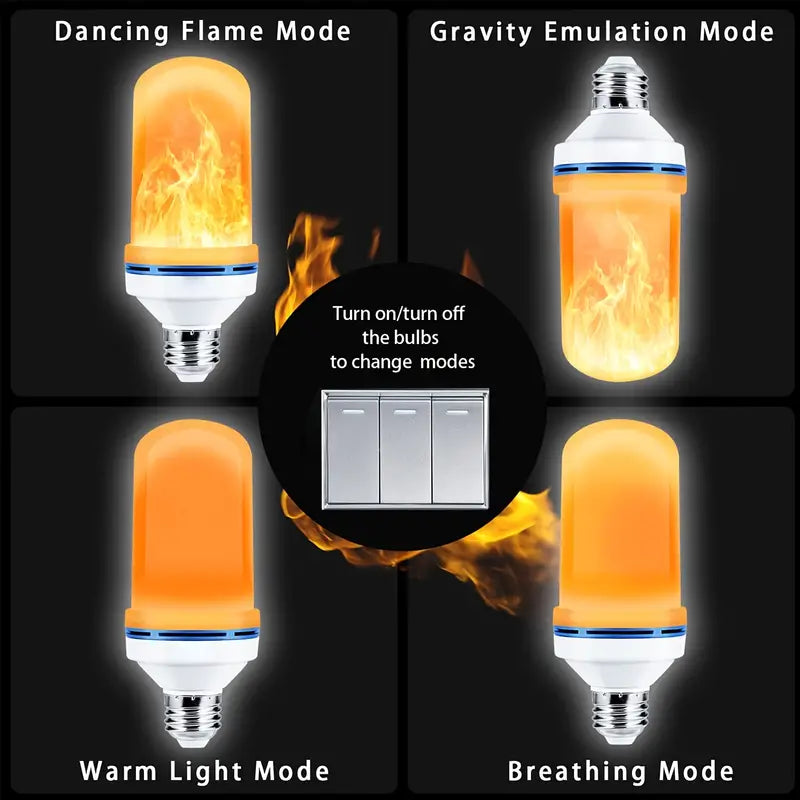 LED Flame Bulb, Yellow Flickering Lamp With Upside Down Effect, LED Dynamic Flame Effect Light, Indoor and Outdoor Home Decoration Flame Blub, Summer Flame LED Flame Light Bulb