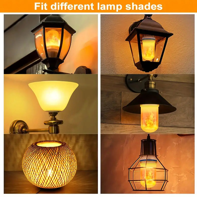 LED Flame Bulb, Yellow Flickering Lamp With Upside Down Effect, LED Dynamic Flame Effect Light, Indoor and Outdoor Home Decoration Flame Blub, Summer Flame LED Flame Light Bulb