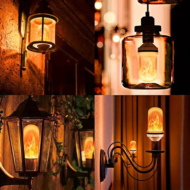 LED Flame Bulb, Yellow Flickering Lamp With Upside Down Effect, LED Dynamic Flame Effect Light, Indoor and Outdoor Home Decoration Flame Blub, Summer Flame LED Flame Light Bulb