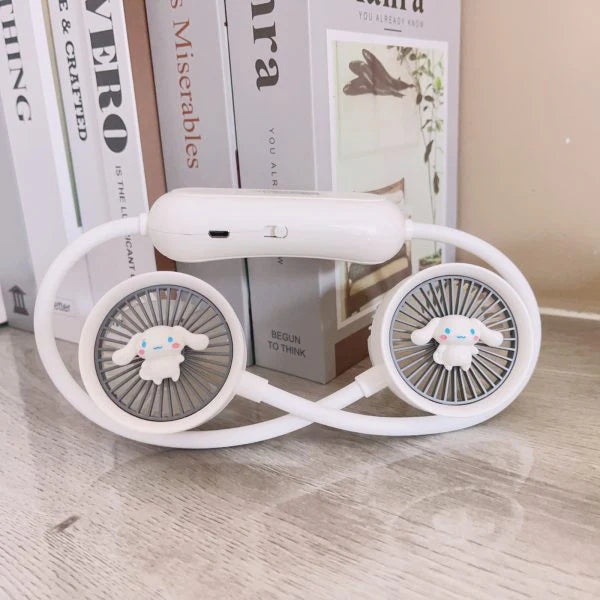 Cartoon Neck Hanging Fan, Usb Rechargeable Travel Neck Fan, Outdoor Ventilator Air Cooler Cooling Neckband Fan, Bladeless Hanging Neck Fan, Summer Traveling Outdoor Sports Fans, Hands Free Rechargeable Head Fan
