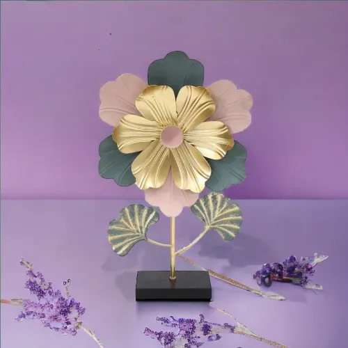 Colorful Flower Table Decor, Modern Metal Leave Statue, Home Miniature Ornament, Iron Exquisite Home Decor